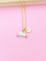 Crescent Moon Howlite Charm Necklace, Natural Gemstone Jewelry, N2819