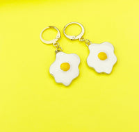 Gold Poached Egg Charm Earrings, Star Egg Jewelry, N4979Z
