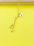 Gold Artist Paintbrush Charm Necklace, Personized Initial Necklace, N4980