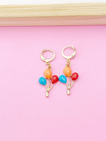Gold Red Blue Orange Balloon Earrings, Birthday Earrings, N3185