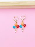 Gold Red Blue Orange Balloon Earrings, Birthday Earrings, N3185