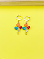 Gold Red Blue Orange Balloon Earrings, Birthday Earrings, N3185