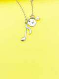 Silver Music Note Charm Necklace, N4091