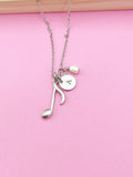 Silver Music Note Charm Necklace, N4091