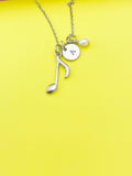 Silver Music Note Charm Necklace, N4091