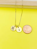 Gold Tennis Charm Necklace, D246