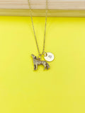 Gold Howling Wolf Charm Necklace, Initial Pendant