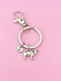 Silver Cow Charm Keychain, Initial Charm, Farmer Gift