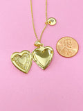 Gold Heart Locket Pendant Necklace, Love Heart, Keepsake Photo Frame, N4041