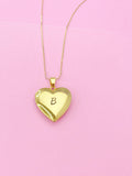 Gold Heart Locket Pendant Necklace, D364