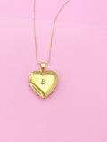Gold Heart Locket Pendant Necklace, D364