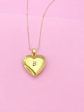Gold Heart Locket Pendant Necklace, D364