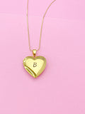 Gold Heart Locket Pendant Necklace, D364
