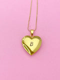 Gold Heart Locket Pendant Necklace, D364