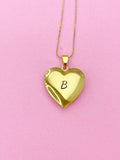 Gold Heart Locket Pendant Necklace, D364
