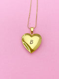 Gold Heart Locket Pendant Necklace, D364