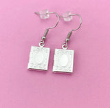 Silver Book Locket Earring, Gold Bronze and Rose Gold in Option, Cute Book Locket Dangle Earrings, N3246A
