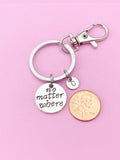 Silver No Matter Where Charm Keychain, N314B