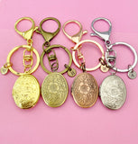 Silver Gold Bronze or Rose Gold Flower Locket Initial Keychain, N4922A