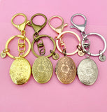 Silver Gold Bronze or Rose Gold Flower Locket Initial Keychain, N4922A