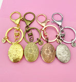 Silver Gold Bronze or Rose Gold Flower Locket Initial Keychain, N4922A