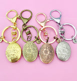 Silver Gold Bronze or Rose Gold Flower Locket Initial Keychain, N4922A