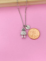Silver Robot Charm Necklace, Robot Pendants, Robotics Gifts, Personalized Gift, N1122