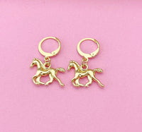 Gold Running Horse Earrings, Equestrian Earrings, Horse Lover Gift, Pet Gift, N3343