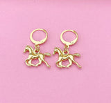 Gold Horse Dangle Earrings, Equestrian Jewelry