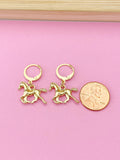 Gold Horse Dangle Earrings, Equestrian Jewelry