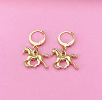 Gold Running Horse Earrings, Equestrian Earrings, Horse Lover Gift, Pet Gift, N3343