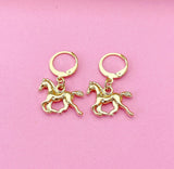 Gold Running Horse Earrings, Equestrian Earrings, Horse Lover Gift, Pet Gift, N3343