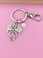 Dragon Keychain, Personalized Initial Keychain, N53