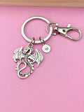 Dragon Keychain, Personalized Initial Keychain, N53