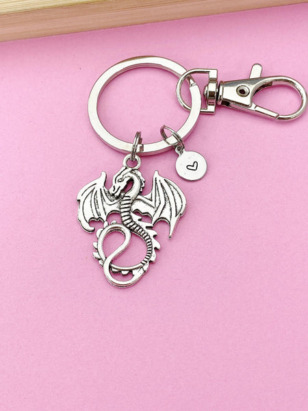 Dragon Keychain, Personalized Initial Keychain, N53