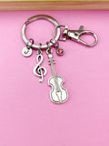 Violin Keychain, Initial Charm, Music Gift