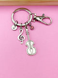 Violin Keychain, Initial Charm, Music Gift