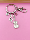 Violin Keychain, Initial Charm, Music Gift