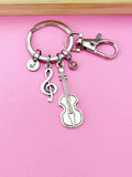 Violin Keychain, Initial Charm, Music Gift
