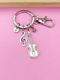 Violin Keychain, Initial Charm, Music Gift