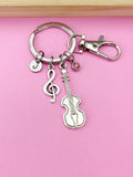 Violin Keychain, Initial Charm, Music Gift
