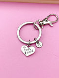 Silver Beat Friend Heart Charm Keychain, Best Friends Gifts, N829A