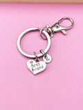 Silver Beat Friend Heart Charm Keychain, Best Friends Gifts, N829A