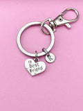 Silver Beat Friend Heart Charm Keychain, Best Friends Gifts, N829A