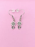Silver Daisy Flower Charm Dangle Earrings, N5756A