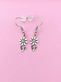 Silver Daisy Flower Charm Dangle Earrings, Gold Option, N5756A