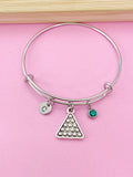 Pool Table Rack Charm Bracelet, Initial, Billiards Jewelry