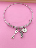 Silver Crew Oar Canoe Rowing Charm Bracelet, N2672A
