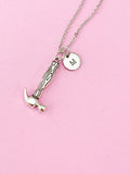 Hammer Charm Necklace, Silver Tone, Initial Charm