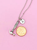Hammer Charm Necklace, Silver Tone, Initial Charm
